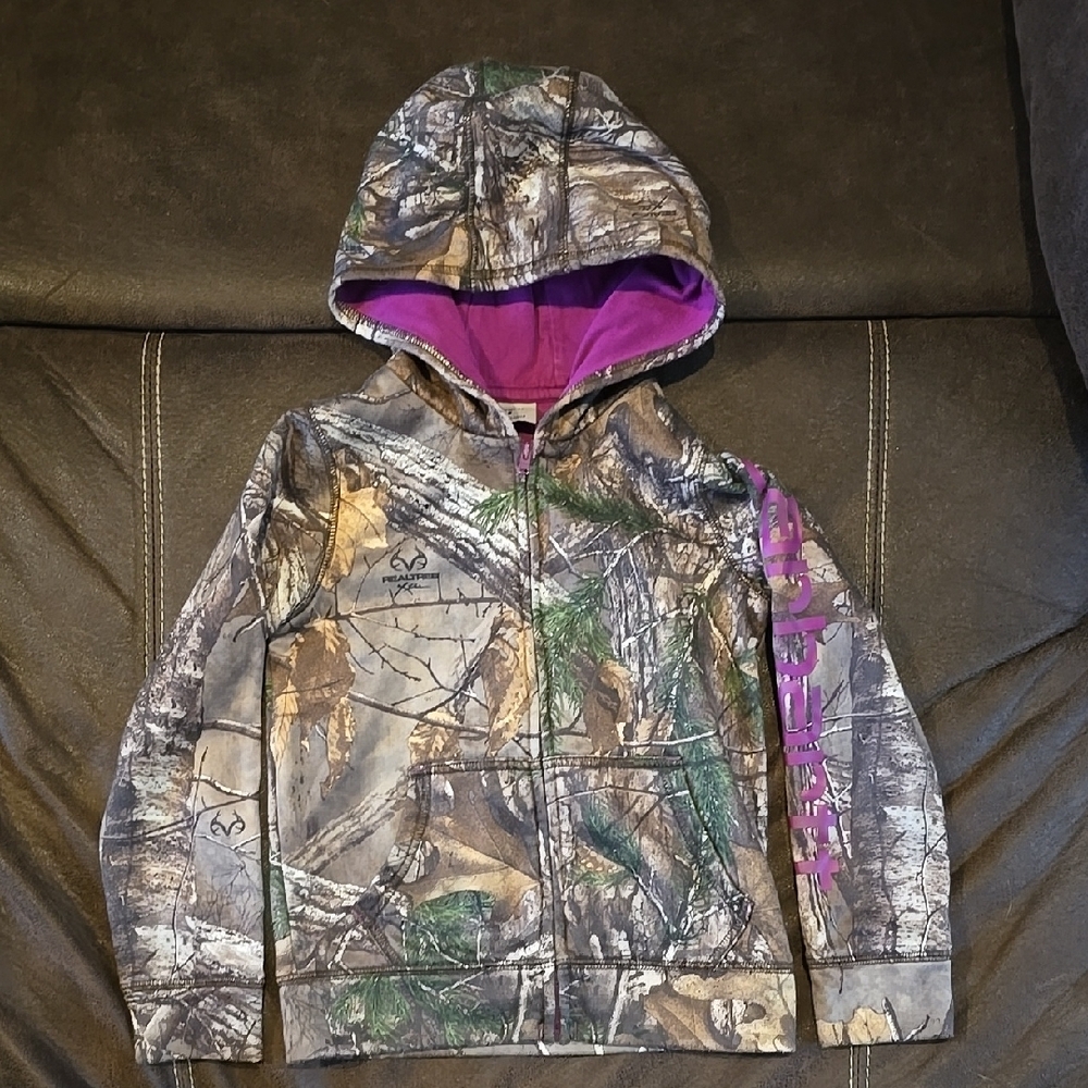 Kids Camouflage Hoodie with Purple Lining